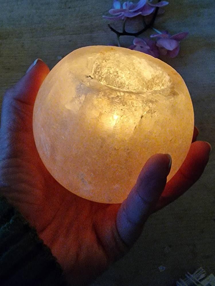 Himalayan sea salt holder with hand poured scented tealights - thepurehaven