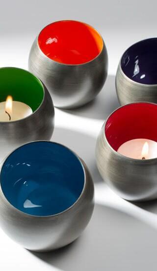 Tea Light Holder Enamelled Aluminium Jars including two hand poured scented tealight candles - thepurehaven